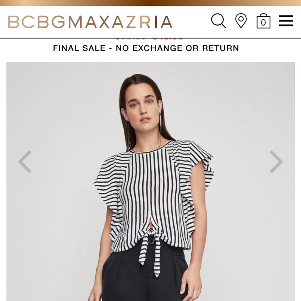 BCBGMAXAZRIA stripe front crop top